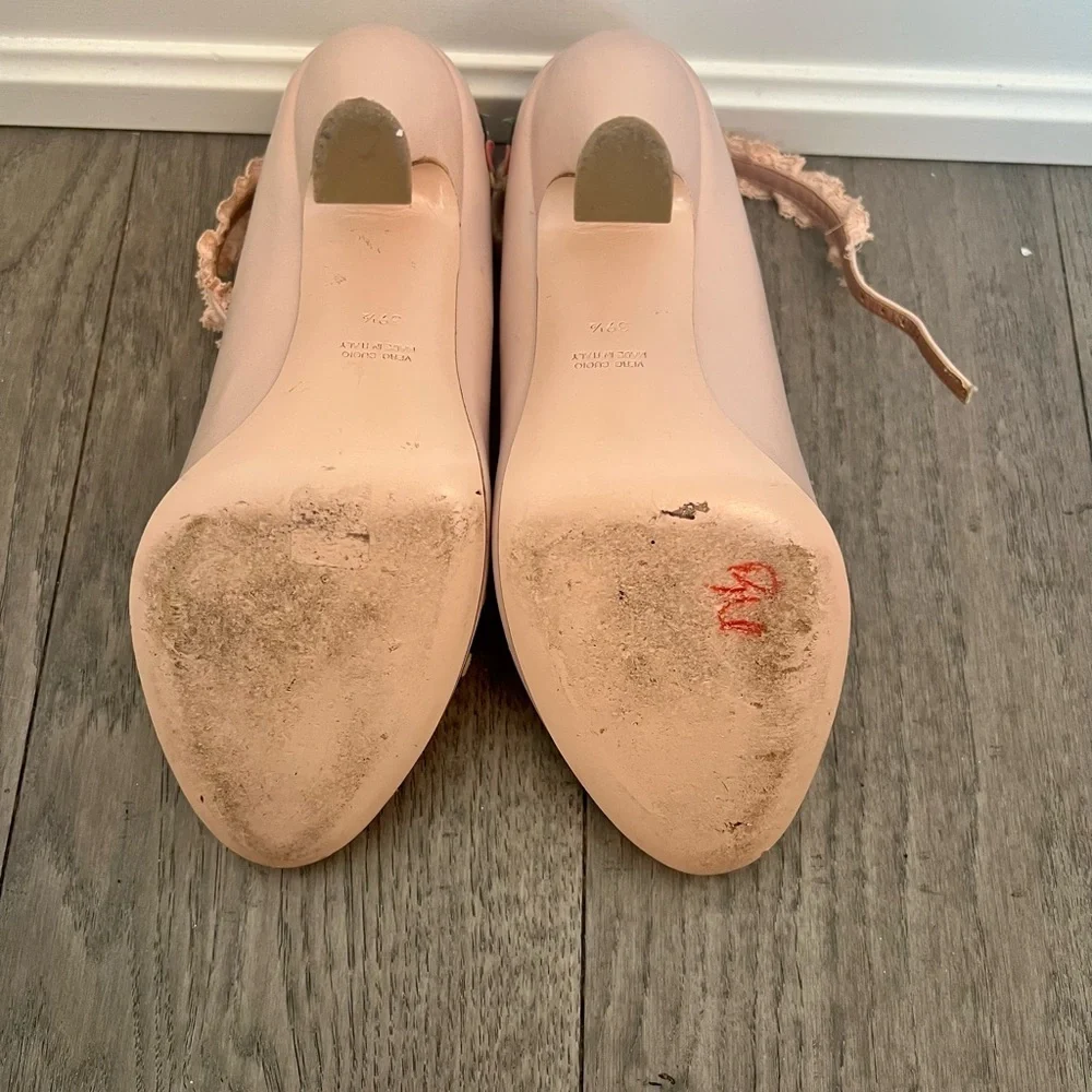 Authentic Valentino RED Blush Heels with Floral Embellishments - Picture 4 of 6